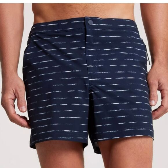 1224 NWT VRST Men's 5” Resort Shorts Navy / Sand Washed Stripe Various Sizes - Picture 1 of 6